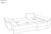 A diagram of a sectional sofa with dimensions indicated. Voir les images du produit
