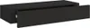 A black wall shelf with an open drawer, shown from a slightly elevated side angle against a white background. Náhľad obrázku produktu