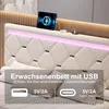 Letto imbottito INONEFT, 160x200 cm, con USB e LED, letto Anteprima dell’immagine prodotto 5
