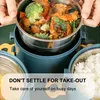 A person is holding a food container with food inside, and another container with rice is visible. Produktbild-Vorschau