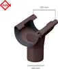 A dark brown PVC gutter downpipe adapter with dimensions indicated. Produktbild-Vorschau