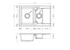 Technical drawing of a kitchen sink with dimensions. Náhľad obrázku produktu