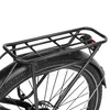 Close-up of the rear rack and wheel of a black electric bicycle. Produktbild-Vorschau