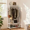 WISFOR Porte-manteau à roulettes Porte-manteau en bois avec Voir les images du produit 4