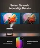 A projector is shown projecting an image of a jellyfish. The image is split into two, one showing '100% color reproduction' and the other showing a 'blurry image'. Below, there is a comparison of color gamut between 'Nova C40' and 'Other Projectors'. Produktbild-Vorschau