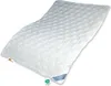 A white quilted duvet or comforter is shown laid out on a white background. Produktbild-Vorschau