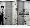 Oboustranný paraván Street art 225x172 cm 5dílný černý Náhled obrázku produktu 1