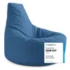 A blue beanbag chair with a white and blue overlay in the bottom right corner. Produktbild-Vorschau