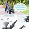 A woman pushing a stroller with two babies in a park. Produktbild-Vorschau
