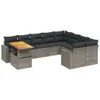 10-tlg. Garten-Sofagarnitur mit Kissen Grau Poly Rattan Produktbild-Vorschau 1