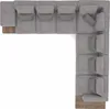 Wohnzimmer Set 3tlg Grau Ecksofa L-Form Holz Couchtisch Produktbild-Vorschau 2