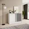 BEAUTYSOFA | Komoda HORIZON 120 cm, bílá, černá s lamelami, Náhled obrázku produktu 1