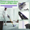 A woman is vacuuming a carpet with a Dyson vacuum cleaner, and there are close-up shots of the vacuum head and a lint strip. Produktbild-Vorschau