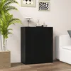 A black cabinet with two doors is shown in a room setting, next to a potted plant and a sofa. Podgląd zdjęcia produktu