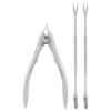 A set of stainless steel seafood tools, including a nutcracker and two small forks, are displayed against a white background. Podgląd zdjęcia produktu