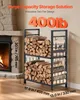 A two-tier firewood rack filled with logs is shown next to a fireplace. Podgląd zdjęcia produktu