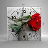 Wanduhr - Quadrat - Glasuhr - Blume Holz Pflanze - 30x30cm Produktbild-Vorschau 3
