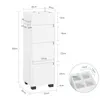 A white bathroom cabinet with dimensions indicated by measurement lines and text. Produktbild-Vorschau
