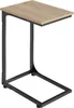 A side view of a C-shaped side table with a light wood top and black metal frame. Produktbild-Vorschau
