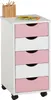 Rollcontainer LAGOS mit 5 Schubladen, Weiß/Rosa - Produktbild-Vorschau 1