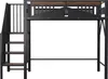 A loft bed with stairs against a white background. Náhled obrázku produktu