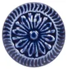 Clayre & Eef Bouton de porte Ø 4 cm Bleu Céramique Fleur Voir les images du produit 1