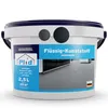 A white plastic bucket with a blue lid and a label showing product information and an image of a floor. Produktbild-Vorschau