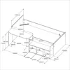 Technical drawing with dimensions of a bed with a desk. Produktbild-Vorschau