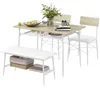 HOMCOM Eetset, 4-delig: Eettafel met bank en 2 stoelen voor Productafbeelding-voorbeeld 1
