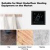 A collage showing a smart thermostat, and three different flooring types: tile, laminated wood, and marble. Podgląd zdjęcia produktu