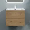 A wall-mounted bathroom vanity with a sink and faucet. Anteprima dell’immagine prodotto