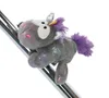 A plush unicorn toy is attached to a shiny metal pole. Produktbild-Vorschau