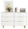 Kommode mit 6 Schubladen, elegantem Prägedesign, goldenen Produktbild-Vorschau 4
