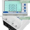 A collage image showing the front and bottom views of a smart meter device. The top image displays the digital screen with voltage readings, while the bottom image shows the wiring ports. Produktbild-Vorschau