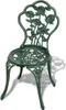 A green cast aluminum bistro chair with a rose design. Voir les images du produit