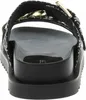 A close-up rear view of a black Guess Fatema Pantolette sandal with gold chain detailing on the strap. Podgląd zdjęcia produktu