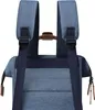 Close-up view of the top portion of a blue backpack, focusing on the straps and a small handle. Produktbild-Vorschau