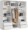 An open wardrobe with shelves and hanging clothes. Produktbild-Vorschau