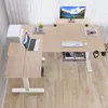 An L-shaped standing desk with a monitor, laptop, printer, and accessories. Anteprima dell’immagine prodotto