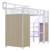A loft bed with a wardrobe and stairs, shown against a white background. Produktbild-Vorschau