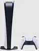 A Sony Playstation 5 Digital Edition console and controller are displayed against a plain white background. Produktbild-Vorschau