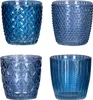 4er Set Windlicht H7,5cm Glas Blau Teelichthalter Tischdeko Produktbild-Vorschau 1