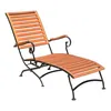 A wooden deckchair with black metal legs and armrests, shown against a white background. Produktbild-Vorschau