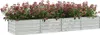 A long, rectangular, silver metal raised garden bed filled with vibrant pink and red flowers and green foliage, set against a plain white background. Náhľad obrázku produktu