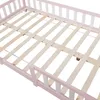 Close-up view of a wooden bed frame with pink and white accents. Náhľad obrázku produktu