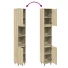 Two tall, narrow wooden cabinets are shown side-by-side against a white background. The cabinet on the left has its top door slightly ajar, while the cabinet on the right has its top and bottom doors open. A purple arrow graphic arcs over the top of the ca Náhled obrázku produktu