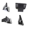 Four different views of a black foldable stand for a smartphone or tablet. Produktbild-Vorschau