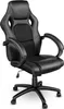 A black racing-style office chair shown from a diagonal front angle against a white background. Náhľad obrázku produktu