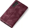 A burgundy flip case for a smartphone is shown on a white background. Produktbild-Vorschau