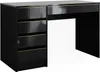 A black vanity desk with gold accents, shown from a front-side angle against a white background. Náhled obrázku produktu